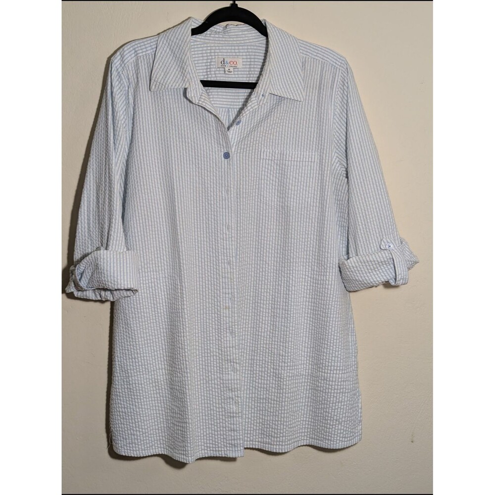 d&co. denim + company Shirt — White with Light Blue Stripes